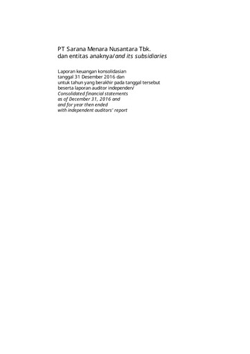 Miniature Sarana Menara Nusantara
 Bilan financier 2016