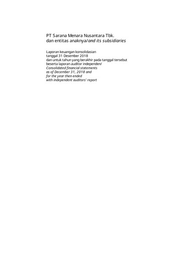 Miniature Sarana Menara Nusantara
 Bilan financier 2018