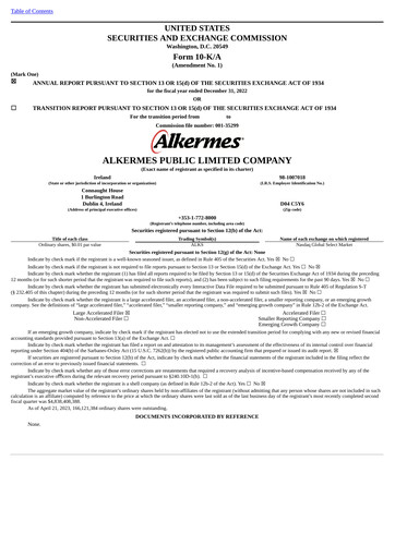 Miniature Alkermes Rapport annuel 2022