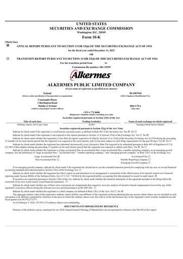 Miniature Alkermes Rapport annuel 2023