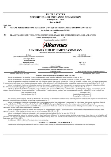 Miniature Alkermes Rapport annuel 2024