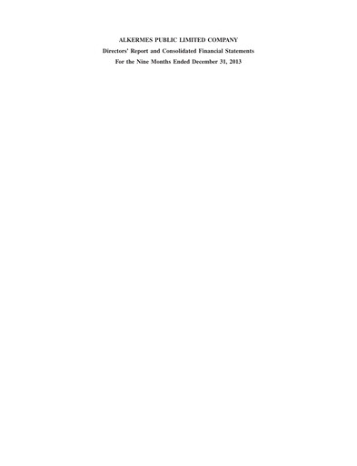 Thumbnail Alkermes Financial Statement 2013-9m