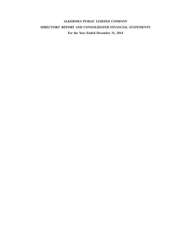 Thumbnail Alkermes Financial Statement 2014