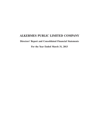Thumbnail Alkermes Financial Statement fy2013