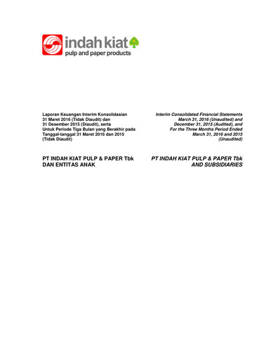 Thumbnail Indah Kiat Pulp & Paper Quarterly Report 2016-q1