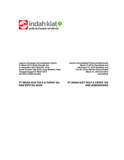 Thumbnail Indah Kiat Pulp & Paper Quarterly Report 2019-q1