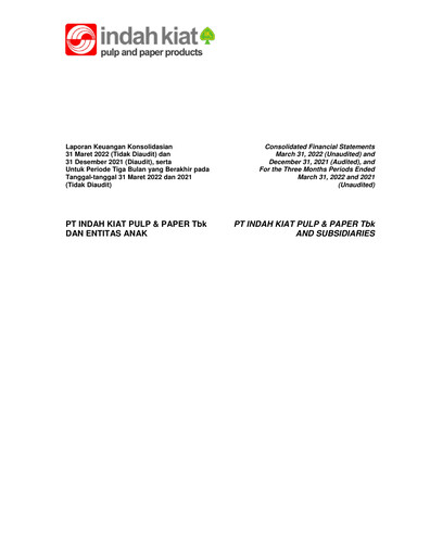 Thumbnail Indah Kiat Pulp & Paper Quarterly Report 2022-q1