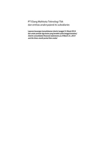 Thumbnail Elang Mahkota Teknologi
 Financial Statement 2014-q1