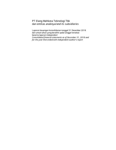 Thumbnail Elang Mahkota Teknologi
 Financial Statement 2018