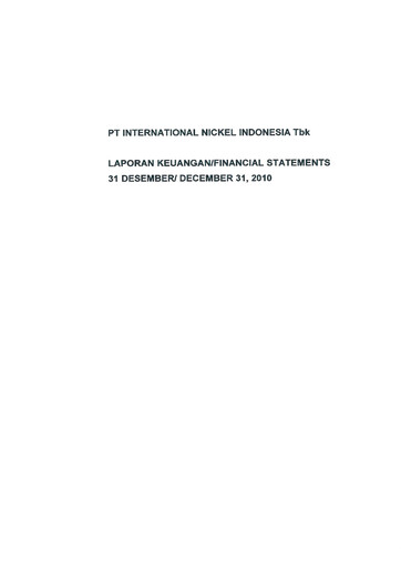 Thumbnail Vale Indonesia Financial Statement 2010