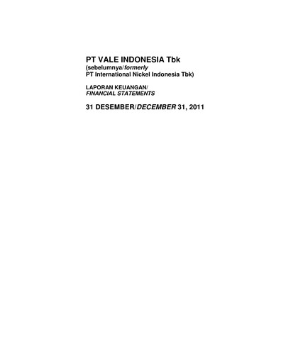 Thumbnail Vale Indonesia Financial Statement 2011
