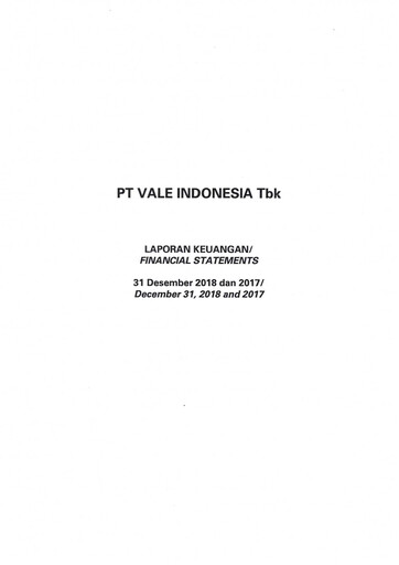 Thumbnail Vale Indonesia Financial Statement 2018