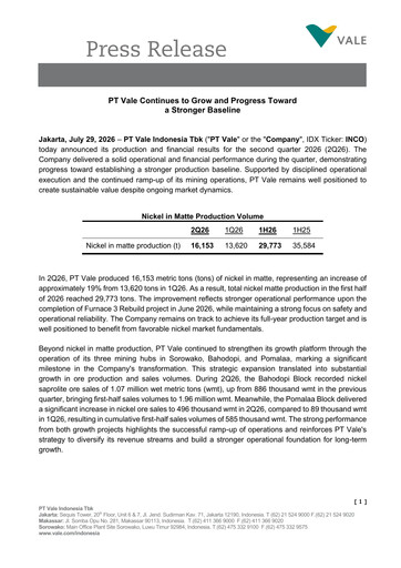 Thumbnail Vale Indonesia Quarterly Report 2026-q2