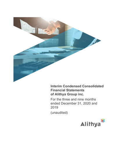 Miniature Alithya Group Rapport trimestriel 2021-q3