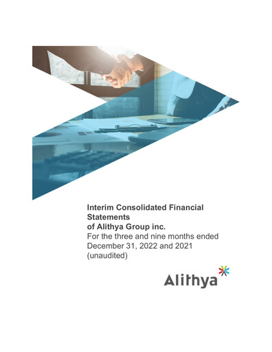 Miniature Alithya Group Rapport trimestriel 2023-q3