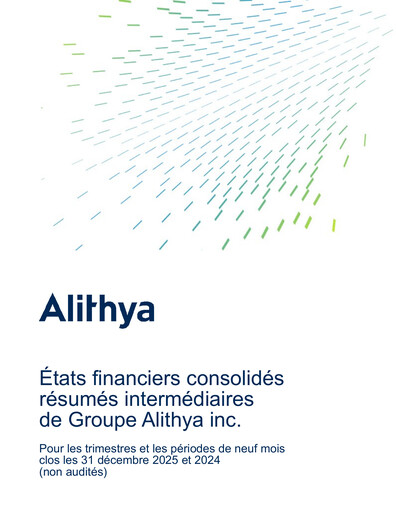 Miniature Alithya Group Rapport trimestriel 2026-q3