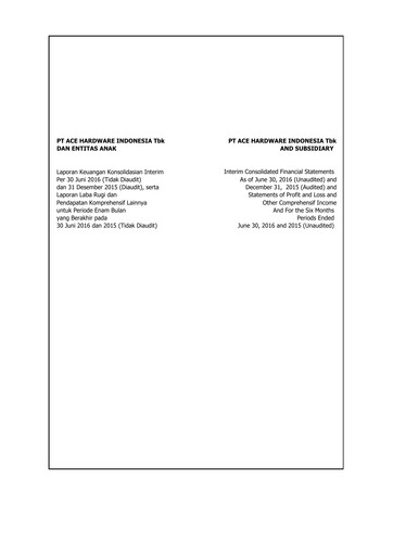 Miniature PT Aspirasi Hidup Indonesia Tbk Bilan financier 2016-h1
