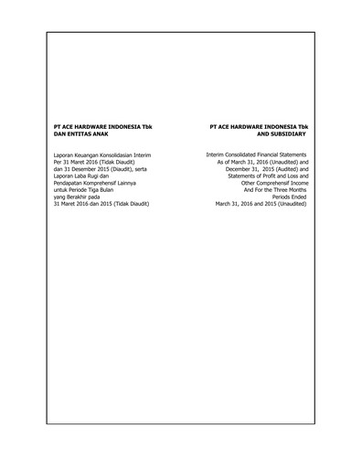 Miniature PT Aspirasi Hidup Indonesia Tbk Bilan financier 2016-q1