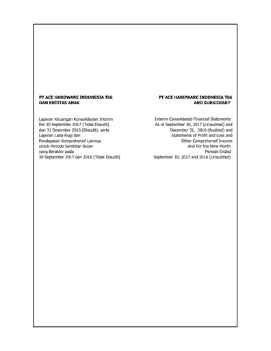 Miniature PT Aspirasi Hidup Indonesia Tbk Bilan financier 2017-9m