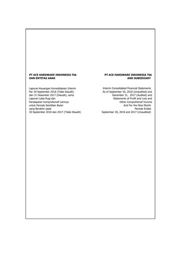 Miniature PT Aspirasi Hidup Indonesia Tbk Bilan financier 2018-9m