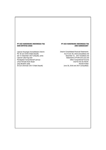Miniature PT Aspirasi Hidup Indonesia Tbk Bilan financier 2018-h1