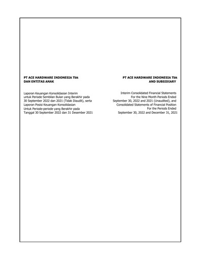 Miniature PT Aspirasi Hidup Indonesia Tbk Bilan financier 2022-9m