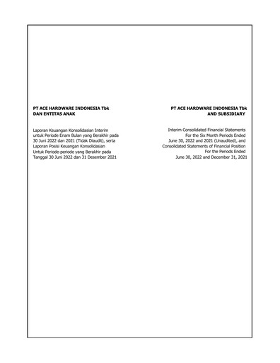 Miniature PT Aspirasi Hidup Indonesia Tbk Bilan financier 2022-h1