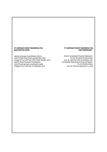 Miniature PT Aspirasi Hidup Indonesia Tbk Bilan financier 2024-h1