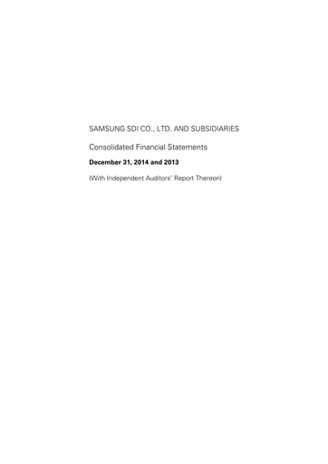 Thumbnail Samsung SDI Financial Statement 2014