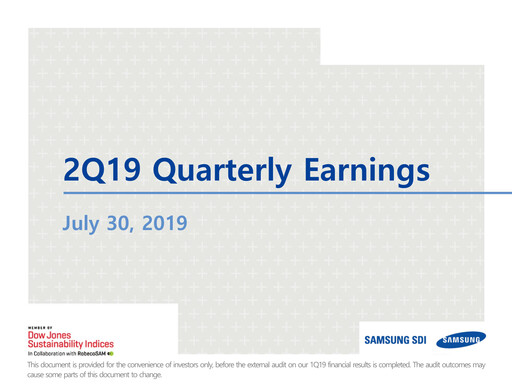 Thumbnail Samsung SDI Quarterly Report 2019-q2
