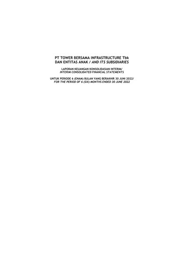 Thumbnail Tower Bersama Infrastructure
 Half-year Report 2022-h1