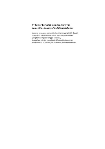 Thumbnail Tower Bersama Infrastructure
 Half-year Report 2025-h1