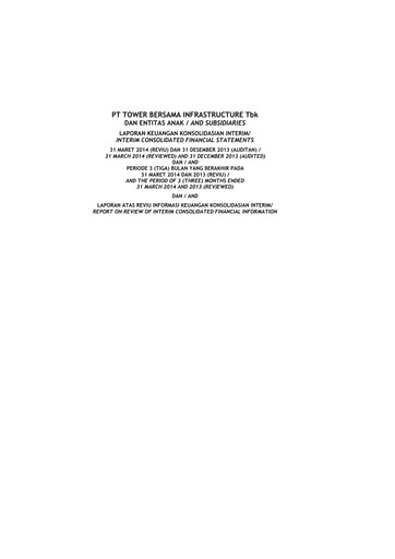 Thumbnail Tower Bersama Infrastructure
 Quarterly Report 2014-q1
