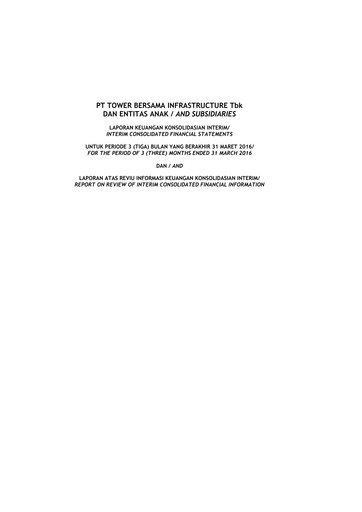 Thumbnail Tower Bersama Infrastructure
 Quarterly Report 2016-q1
