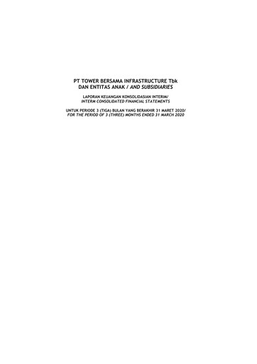 Thumbnail Tower Bersama Infrastructure
 Quarterly Report 2020-q1