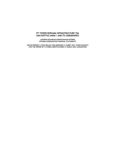 Thumbnail Tower Bersama Infrastructure
 Quarterly Report 2021-q1