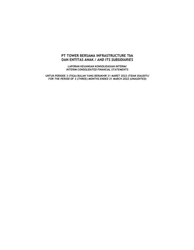 Thumbnail Tower Bersama Infrastructure
 Quarterly Report 2022-q1