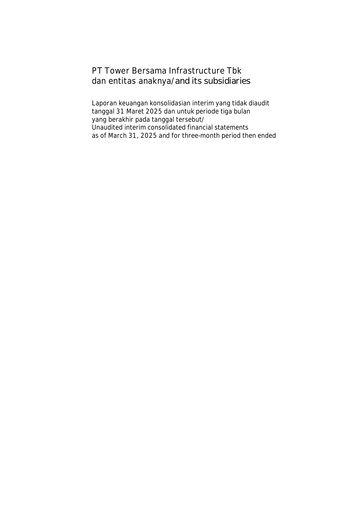 Thumbnail Tower Bersama Infrastructure
 Quarterly Report 2025-q1
