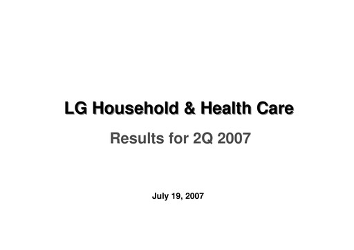 Thumbnail LG Household & Health Care
 Quarterly Report 2007-q2