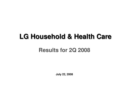 Thumbnail LG Household & Health Care
 Quarterly Report 2008-q2