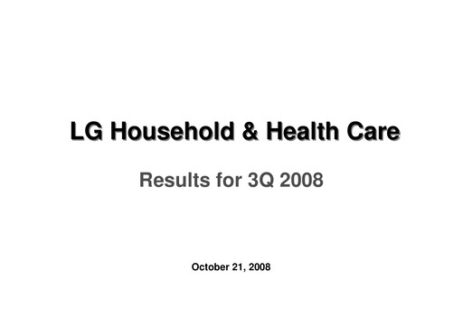 Thumbnail LG Household & Health Care
 Quarterly Report 2008-q3