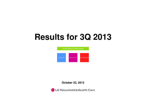Thumbnail LG Household & Health Care
 Quarterly Report 2013-q3