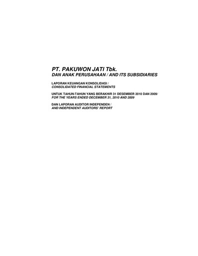 Thumbnail Pakuwon Jati Tbk Financial Statement 2010