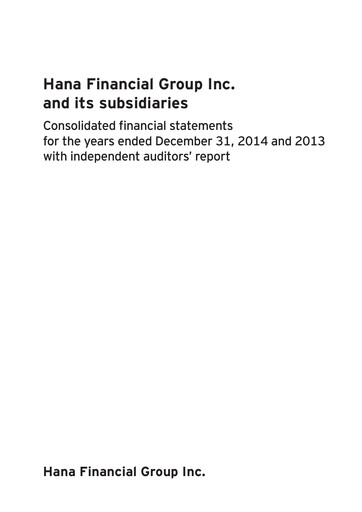 Thumbnail Hana Financial Group Financial Statement 2014