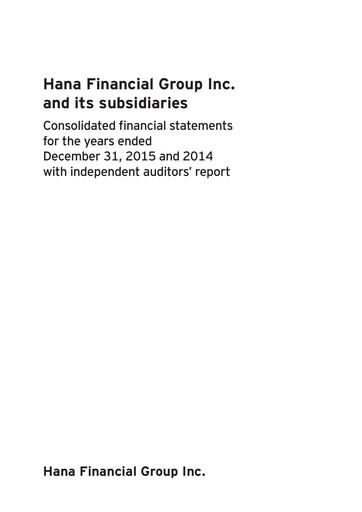 Thumbnail Hana Financial Group Financial Statement 2015