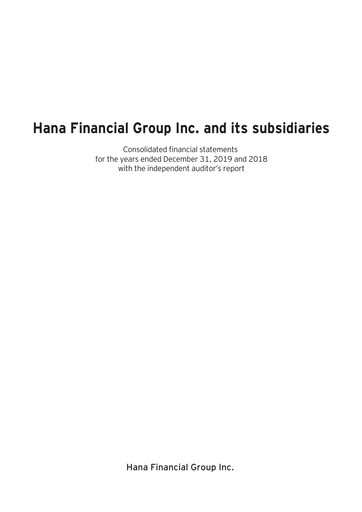 Thumbnail Hana Financial Group Financial Statement 2019