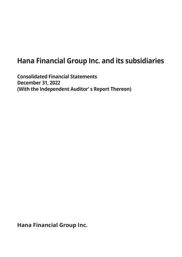 Thumbnail Hana Financial Group Financial Statement 2022