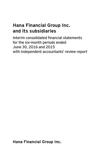 Thumbnail Hana Financial Group Half-year Report 2016-h1