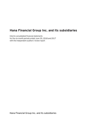 Thumbnail Hana Financial Group Half-year Report 2018-h1