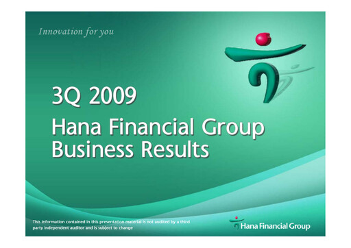 Miniature Hana Financial Group Rapport trimestriel 2009-q3